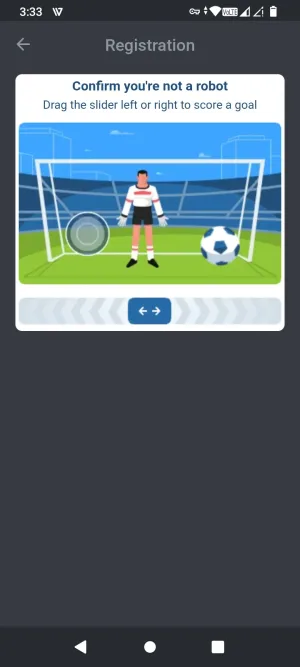 Bet&U slider captcha to confirm you are not a robot