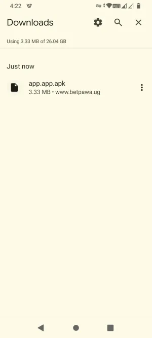 betPawa APK file finished downloading in the Downloads list
