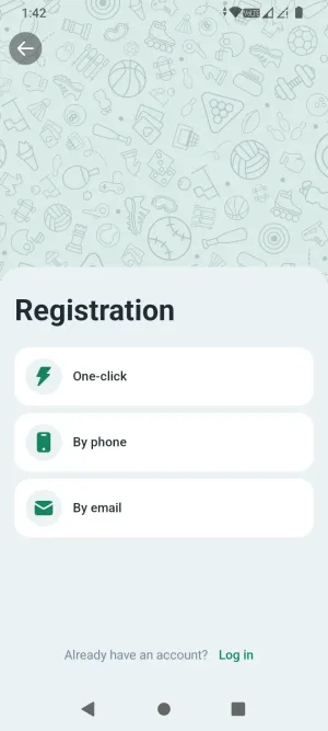 BetWinner registration method selector: one-click, by phone, or by email