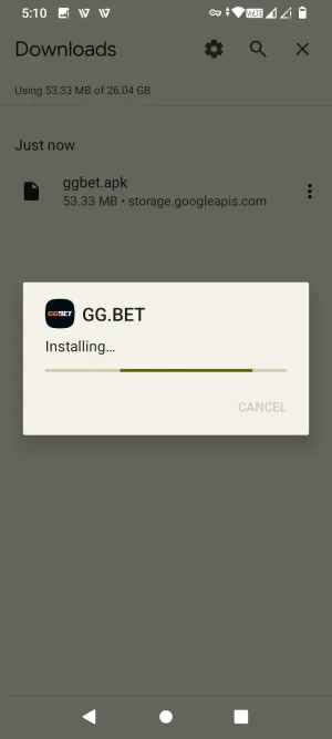 GG.BET app installing on Android