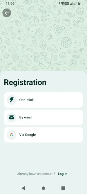 SpinBetter registration method selector: one-click, by email, or via Google