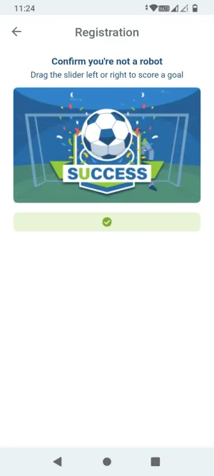 WinWin.bet registration success confirmation